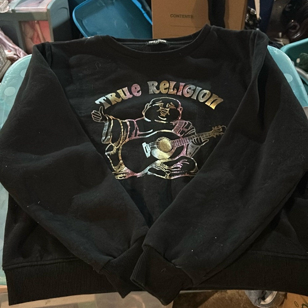 Black and rainbow True religion crew neck